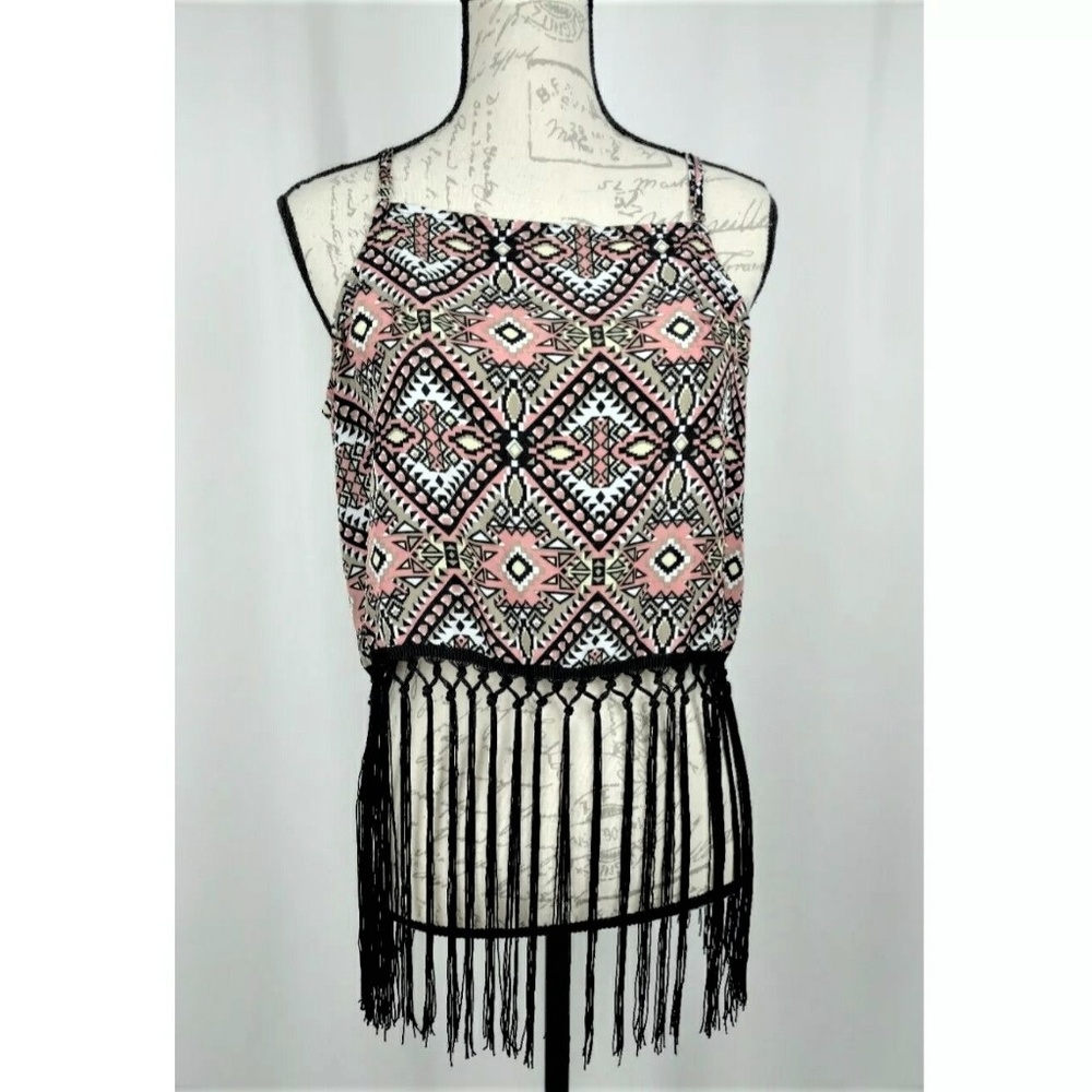 Aztec Fringed Crop Top Jr Size Large